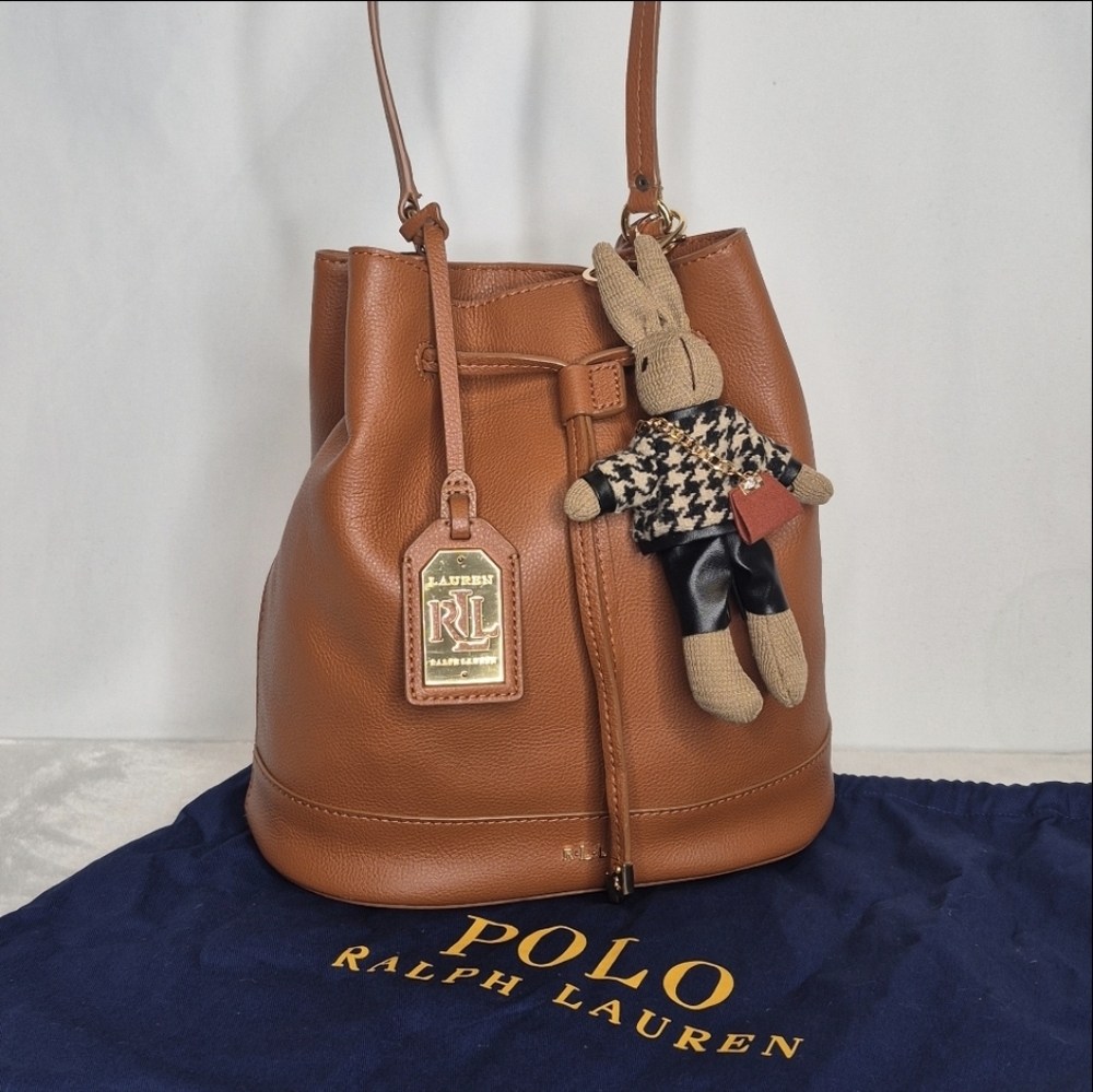 Lauren Ralph Lauren Leather Drawstring Bucket Bag - Picture 3 of 17